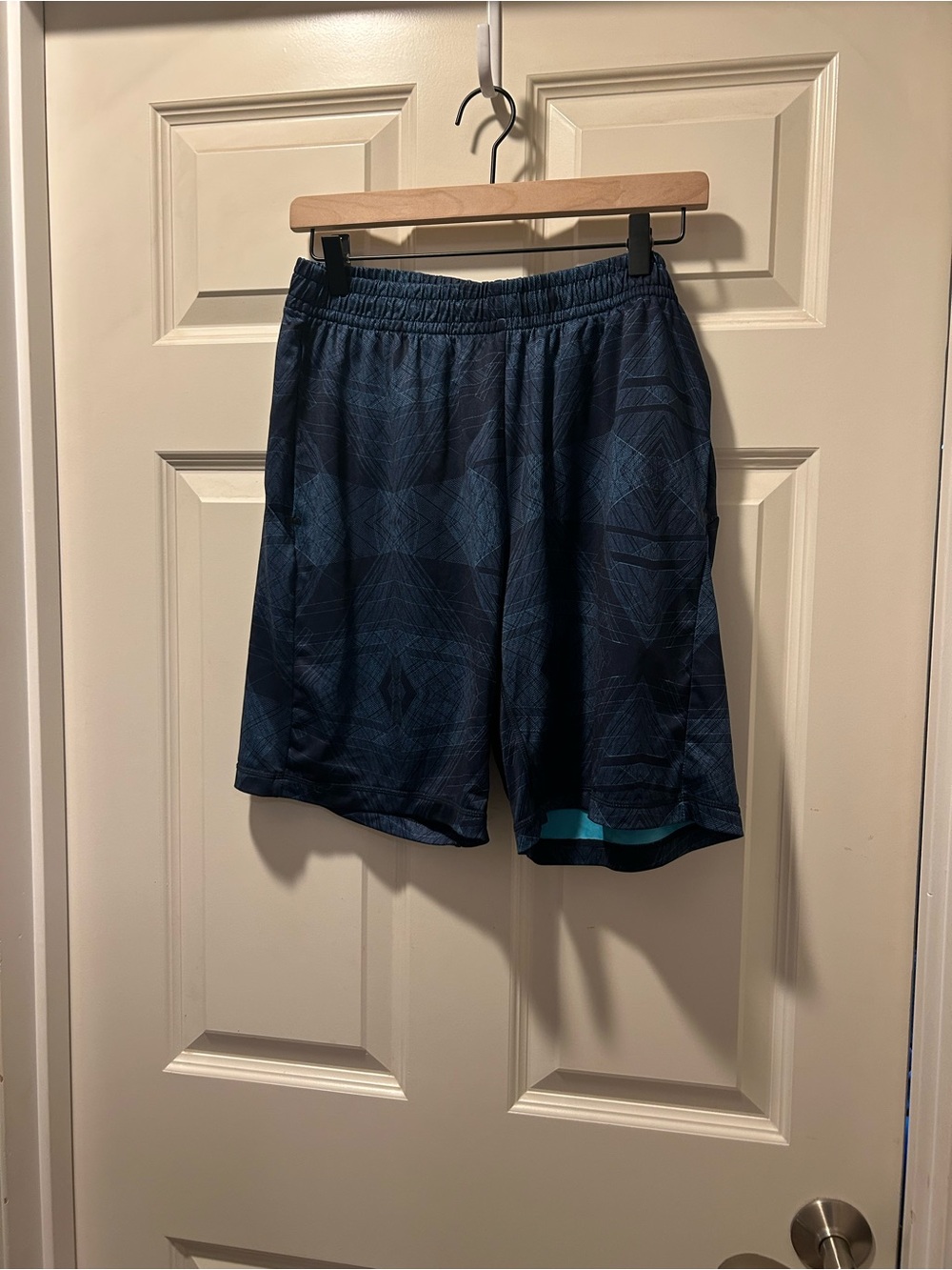 Zella Men's Navy Athletic Shorts with Teal Trim